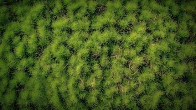 Зелёная трава с вершины, текстура фона, домашний сад, лужайка, спортивное поле, макет баннера с копировальным пространством, сгенерированный ИИ