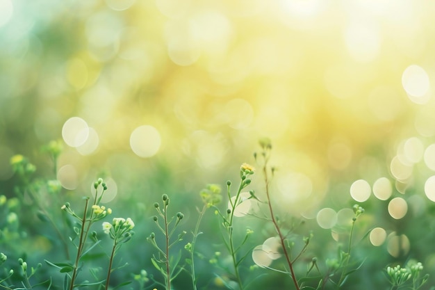 Green grass with blurred bokeh light background Nature background