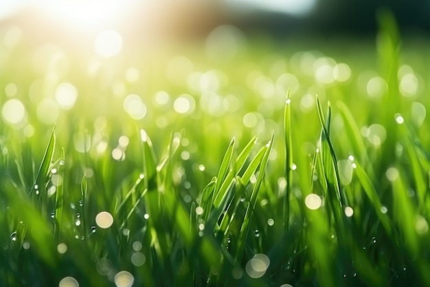 green grass with dew