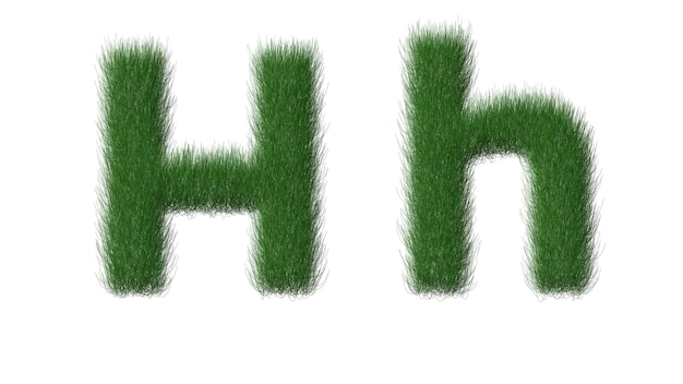 Green grass with the letter h on a white background