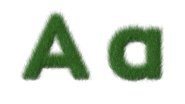 Green grass with the letter a on a white background