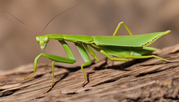 a green grasshopper is sitting on a wooden surface