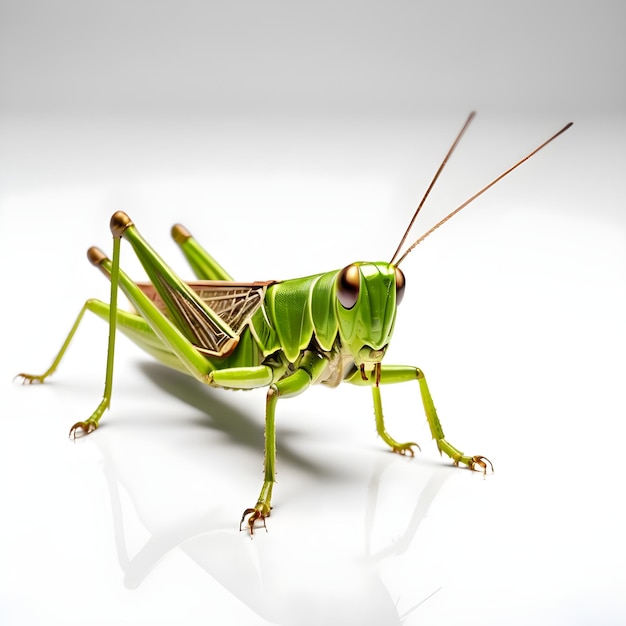 Photo a green grasshopper with a green body and the word quot bug quot on its back