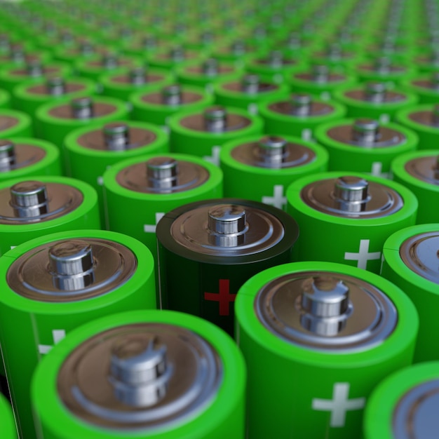 Photo green and green aa batteries