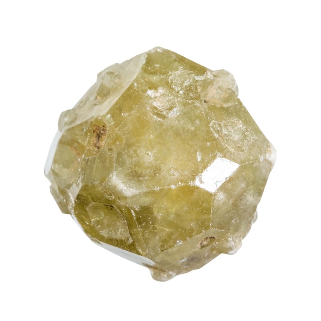 green grossular garnet crystal isolated on white