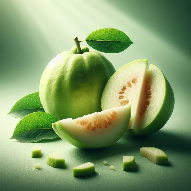 Green Guava with leaves