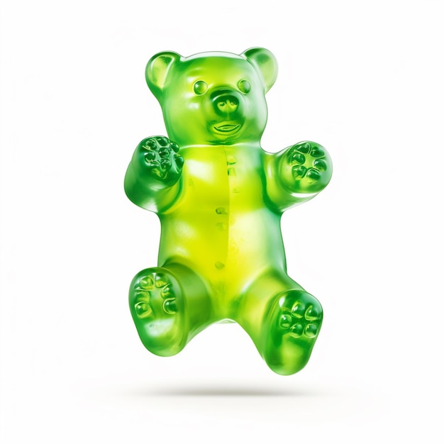 Photo green gummy bear isolated on white background