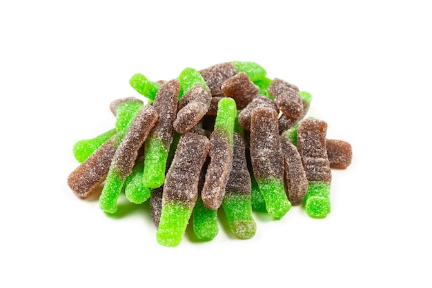 Green gummy candies and jelly sweets