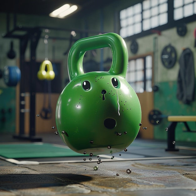 Photo a green gym with a green and black handle and a green handle