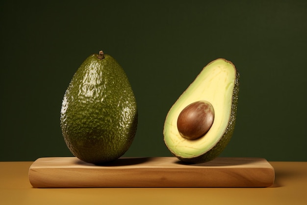 Green half avocadoes with and without seed