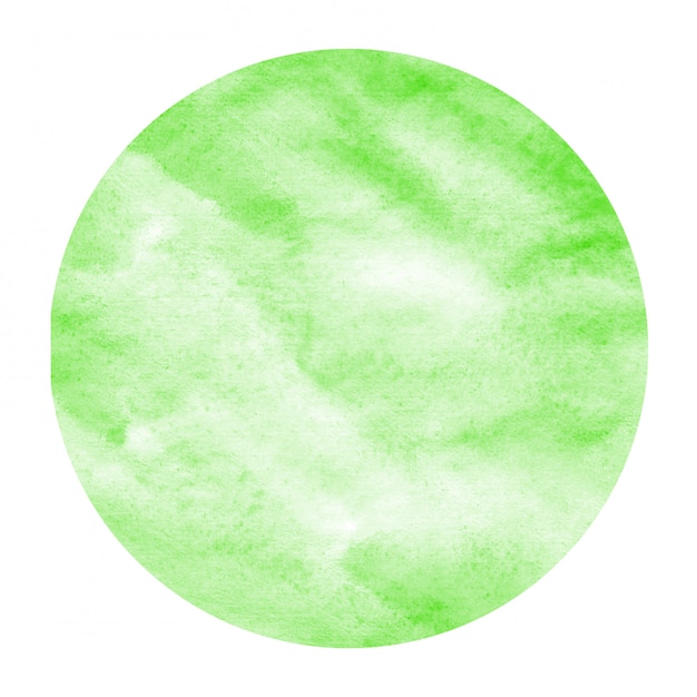 Green hand drawn watercolor circular frame background texture with stains