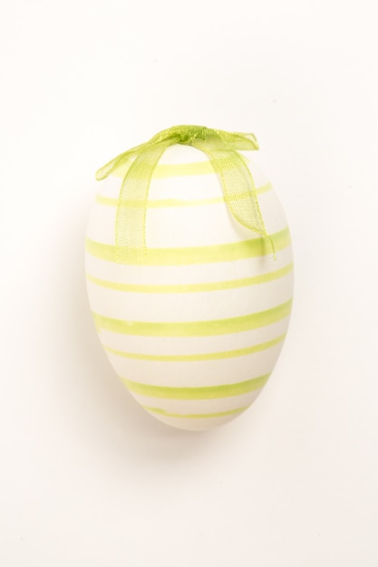 Green hand painted easter egg