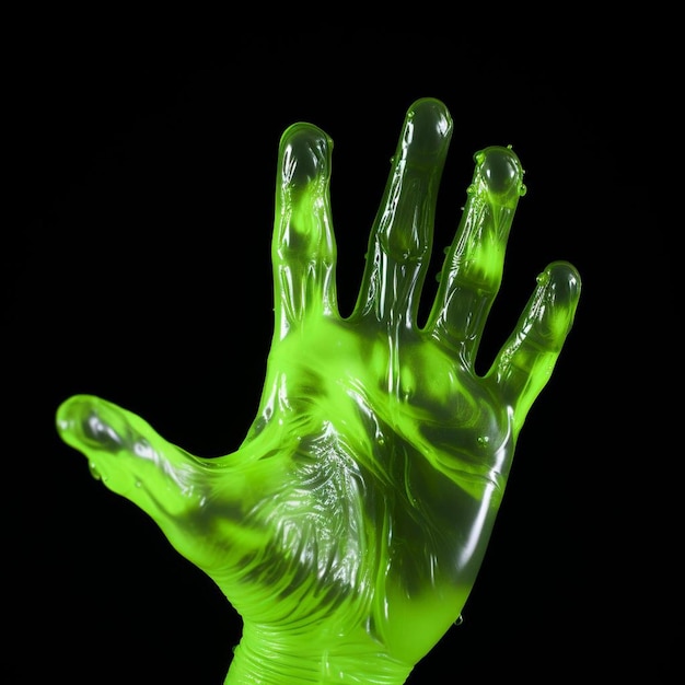 Зеленая рука с зеленой рукой, которая говорит "рука"