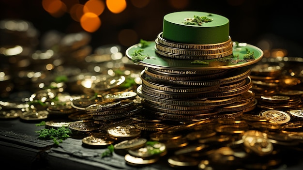 Green hat and gold coins