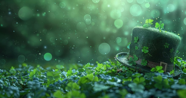 Green Hat on Plate Surrounded by Leaves