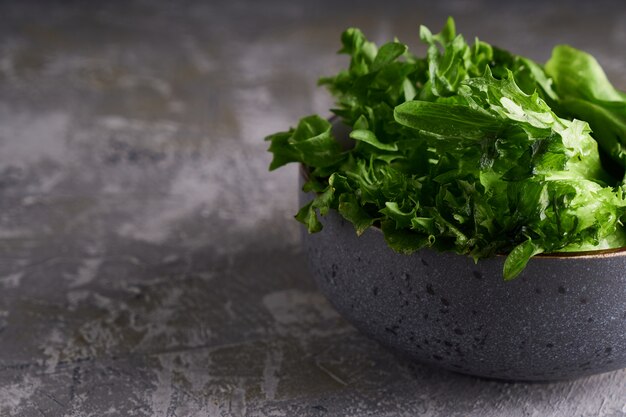 Green healthy salad in bowl