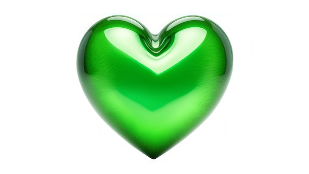 白い背景に緑の心臓が隔離されています