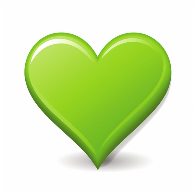 a green heart shaped object with a shadow on a white background generative ai