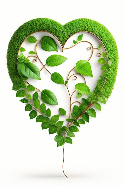 green heart with leaves that form a heart