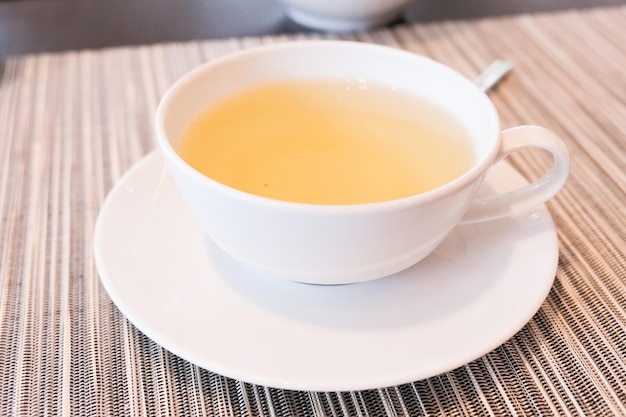 Green herbal tea in a restaurant five o39clock