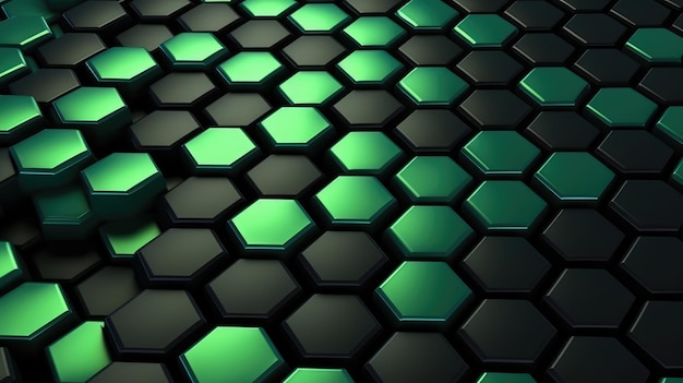 Green hexagons on a black background