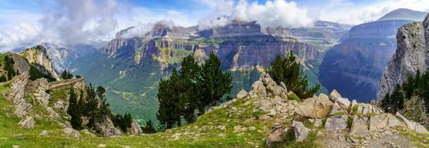 Green high mountain landscape in the Spanish Pyrenees