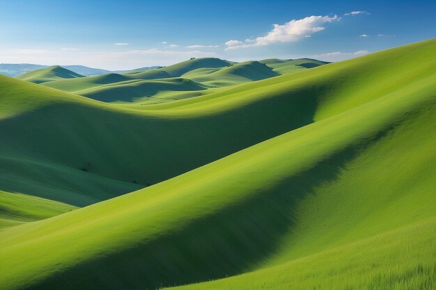 Photo green hills with blue sky