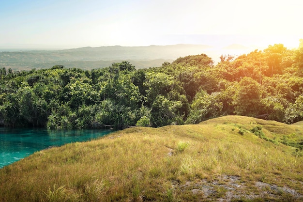 Green hills with landscape view