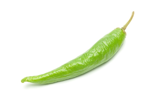 Green hot peppers on isolated white
