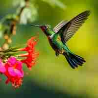 Photo green hummingbird green crowned brilliant heliodoxa jacula
