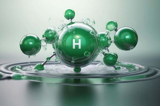 写真 緑色の水素 h2 ガスの分子