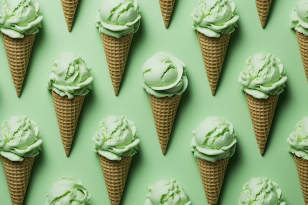 Green ice cream pattern tasty Summer cold Generate Ai