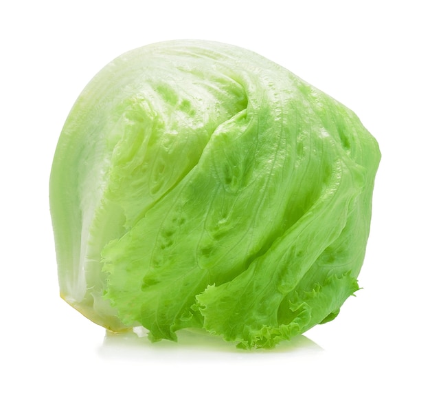 Green Iceberg lettuce isolated on white.