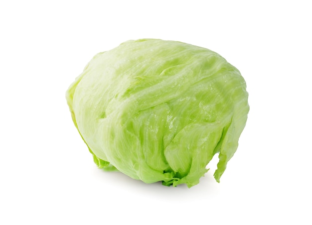 Green Iceberg lettuce on White Background