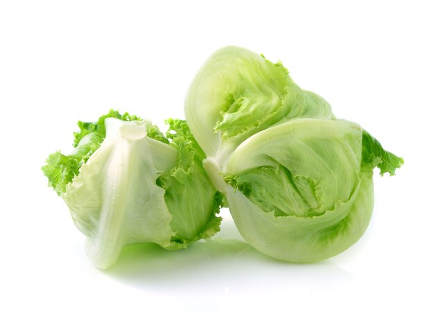 Green Iceberg lettuce on White Background