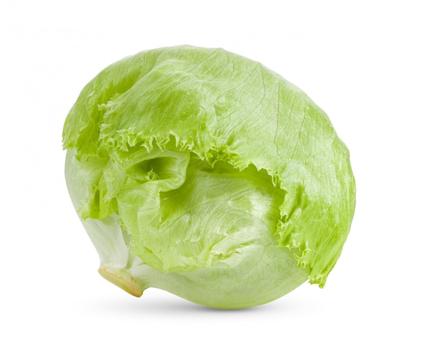 Green Iceberg lettuce on White