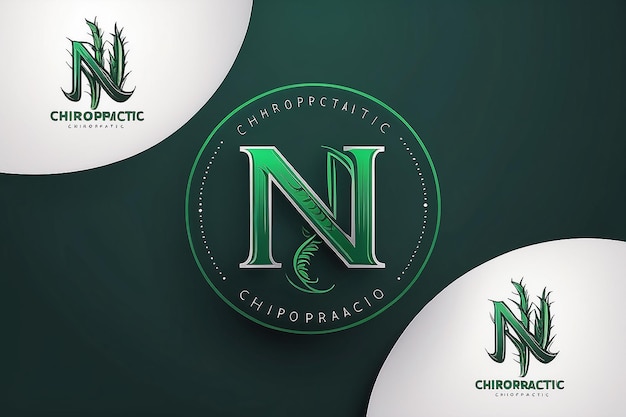 Photo green initial letter n with backbone for chiropractic logo design vector graphic concept illustrations