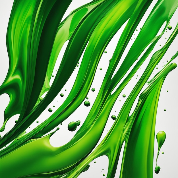 Photo green ink splashes isolated on white background color acrylic paint on a light background