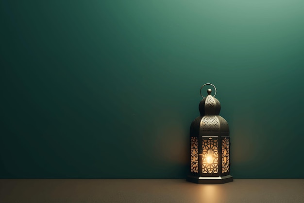 Green islamic background and lantern