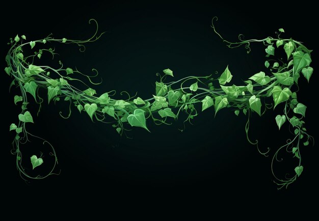 Photo green ivy on a dark background with space for text