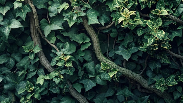 Green ivy leaves background Natural texture of leafy plant Generative AI