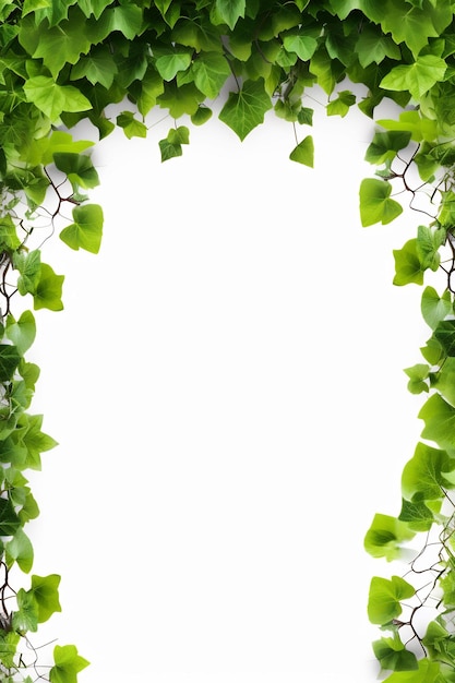 green ivy leaves on a white background