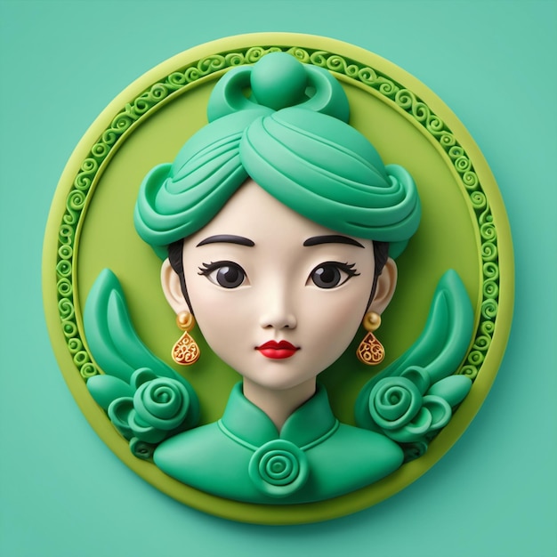A green jade Ruyi 3D icon