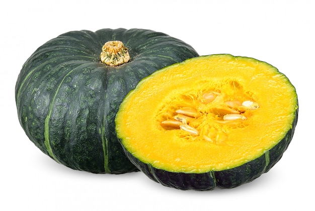 Green japanese pumpkin isolated clipping path