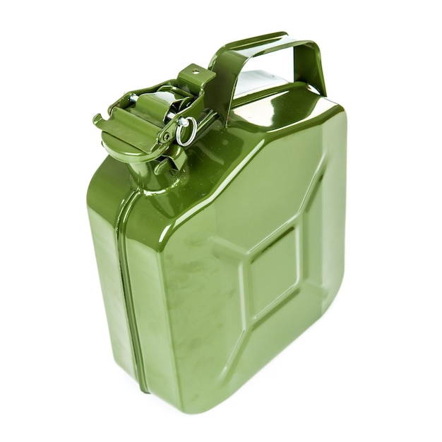 Green jerrycan isolated on white background