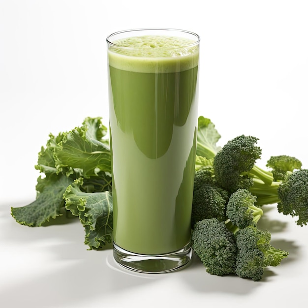 Photo green juice with broccoli in soft blended colors and high resolution