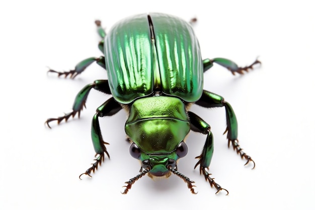 Photo green june beetle insect isolated on white background ai