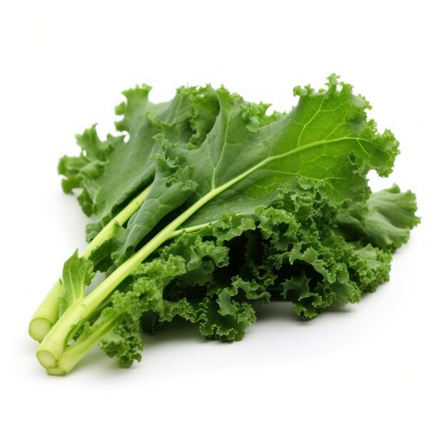 Photo green kale leaves isolated