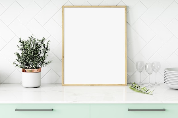 Green kitchen frame mockup 8x10