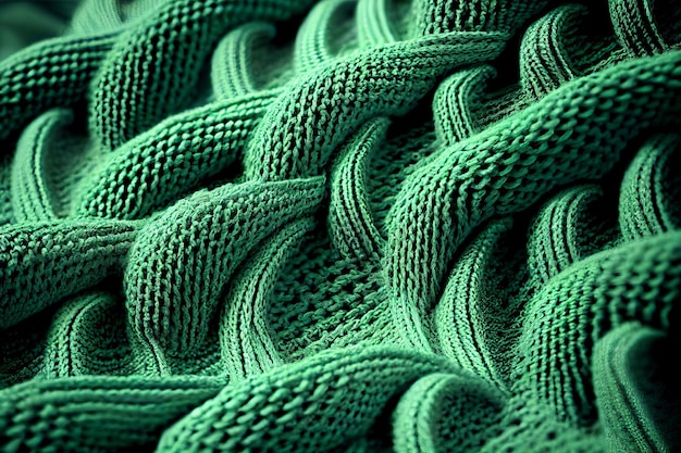 Green knitted fabric surface abstract background